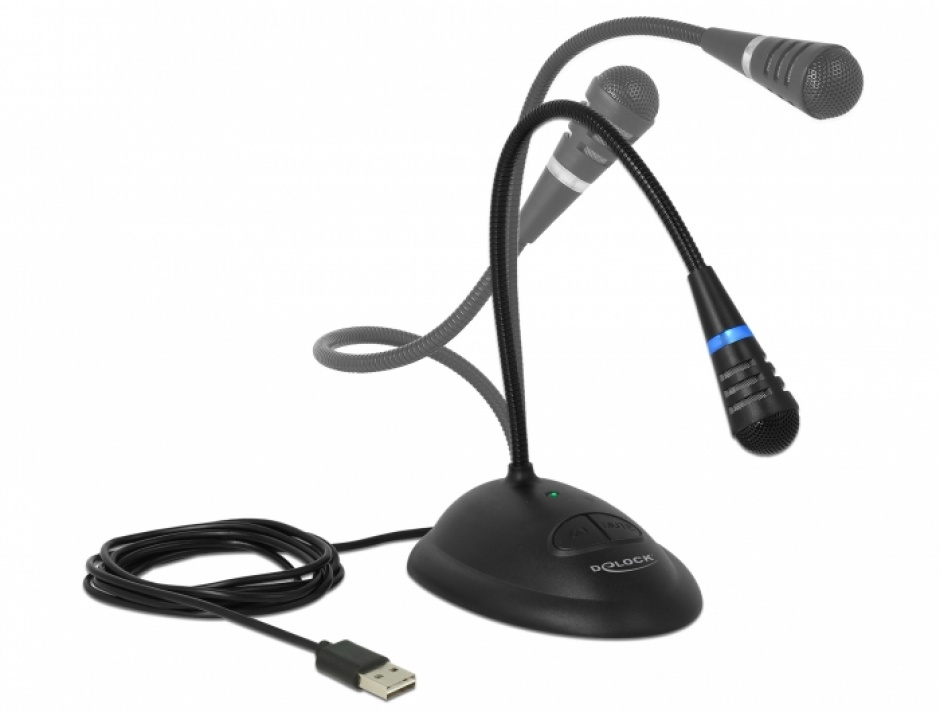 Imagine Microfon USB cu baza si buton on / off, Delock 65871